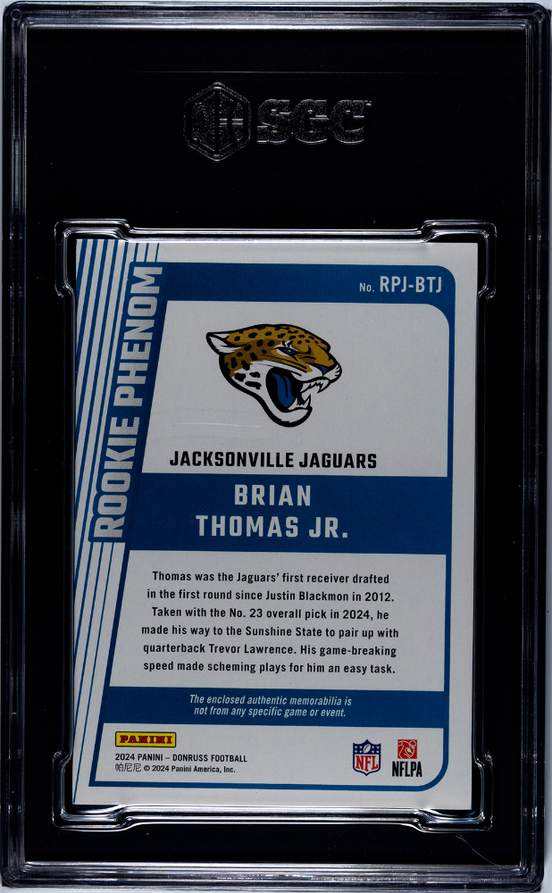 2024 Donruss Brian Thomas JR. #RPJ-BTJ Rookie Phenom Jersey SGC 9.5
