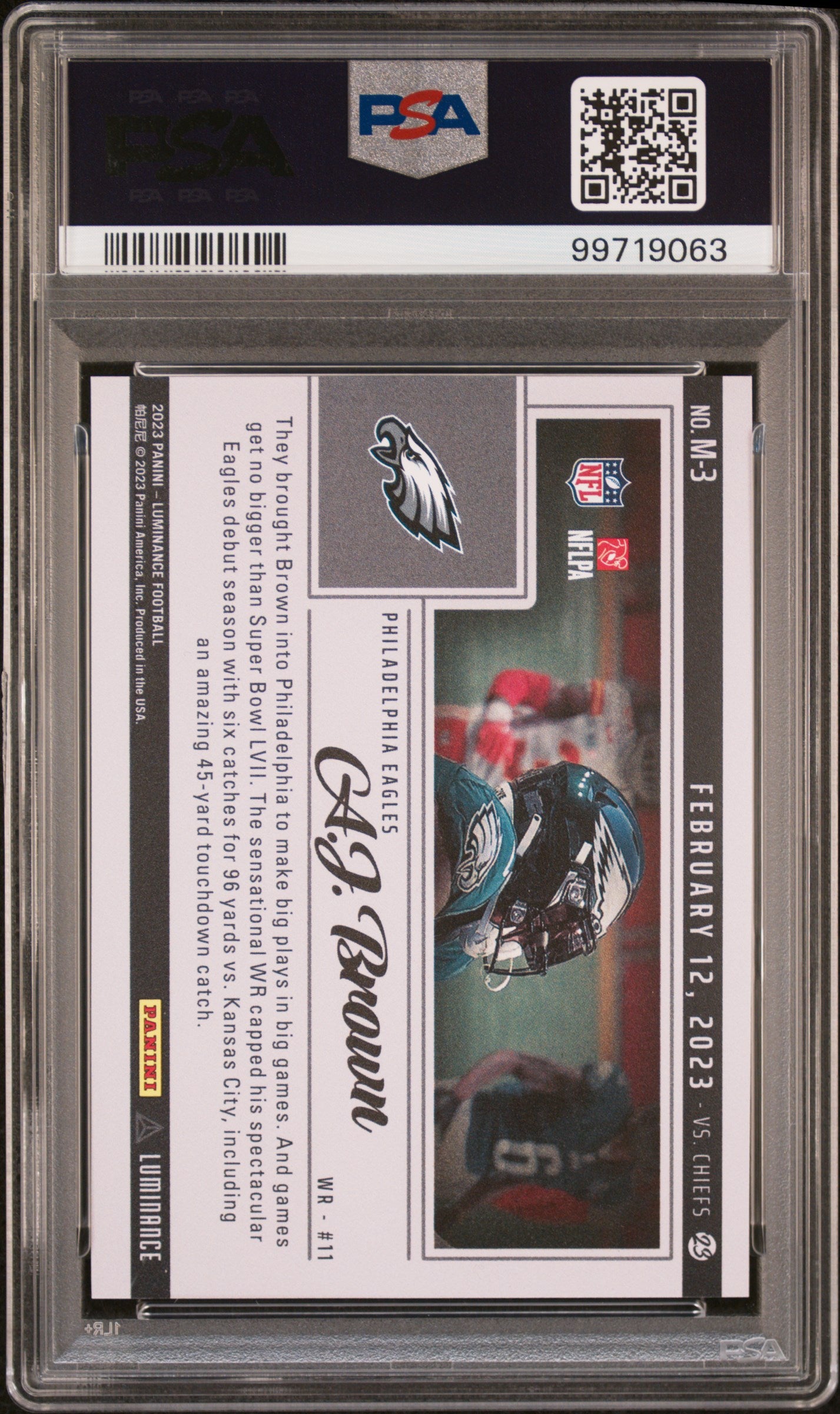 2023 Panini Luminance Moments Aj Brown #M3 PSA 10 CASE HIT POP 1