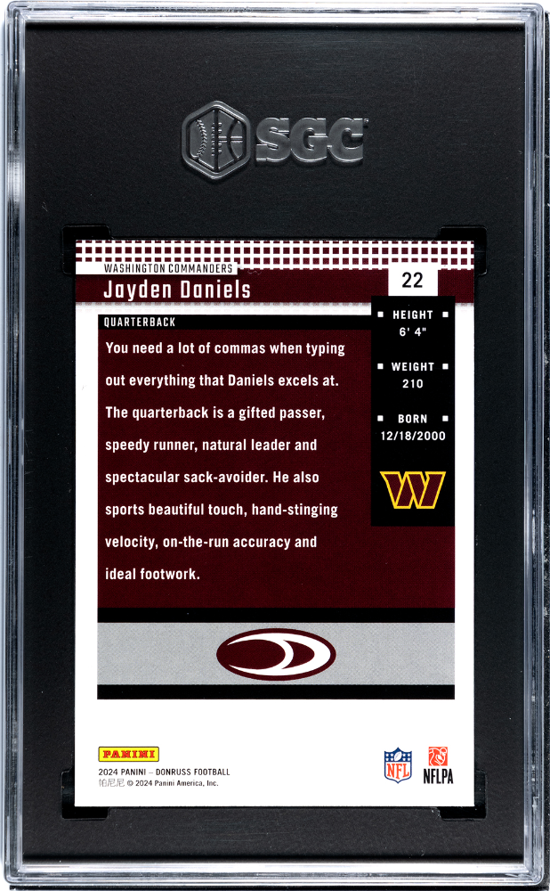 2024 Donruss Jayden Daniels #22 '04 Retro SGC 10