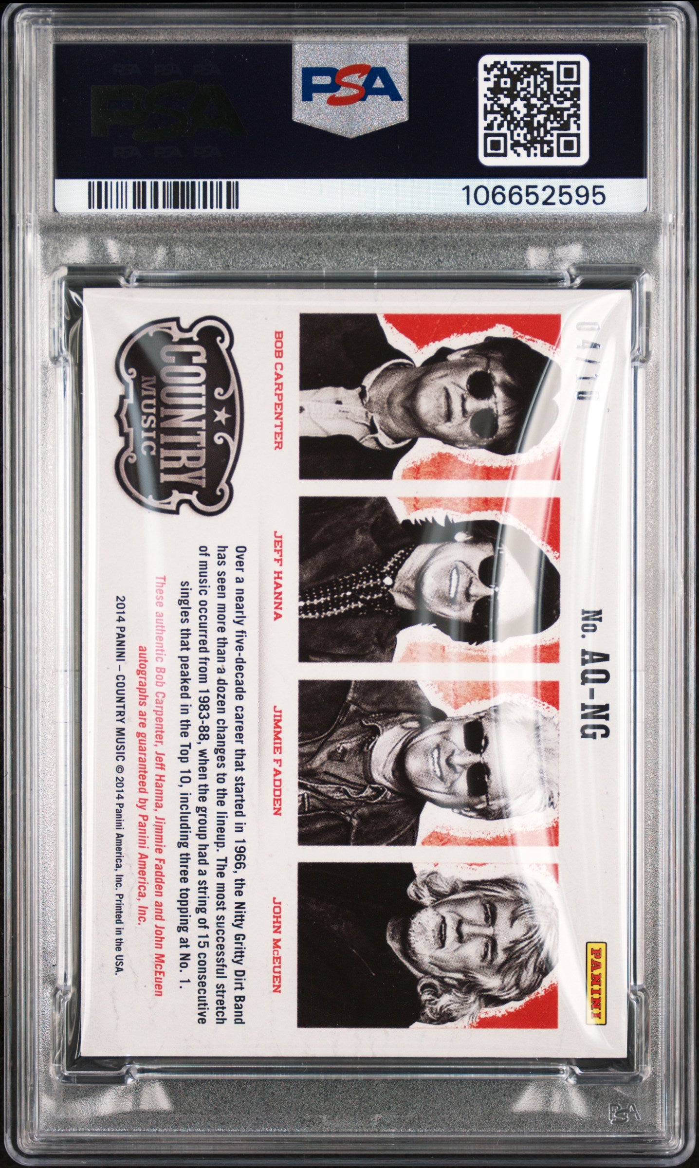 Nitty Gritty Dirt Band Carpenter Hanna 2014 Panini Country Music AUTO /10 PSA 10