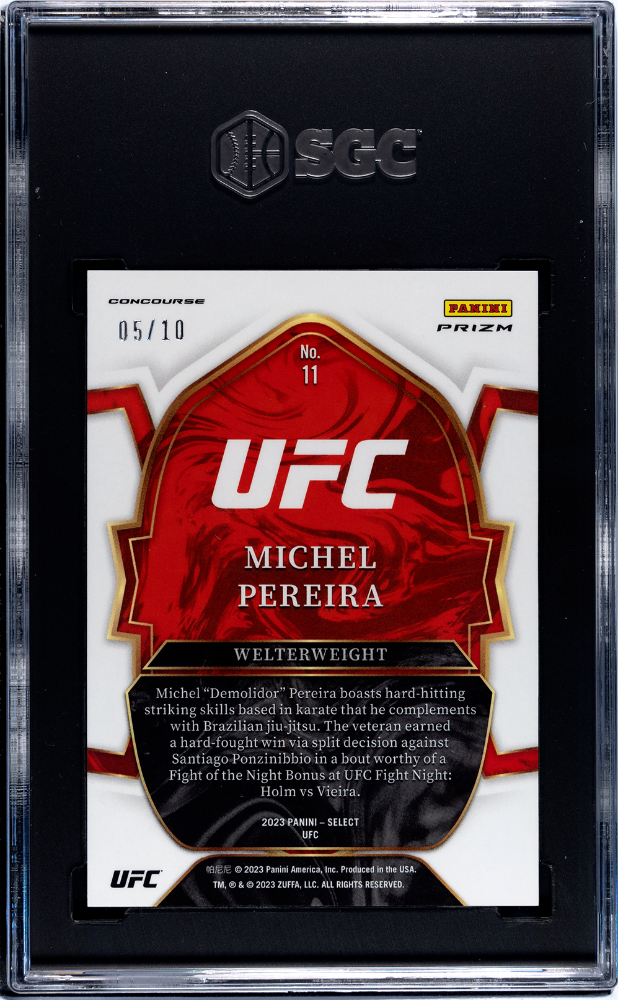 2023 Panini Select Ufc Michel Pereira #11 Gold Prizm SGC 8.5