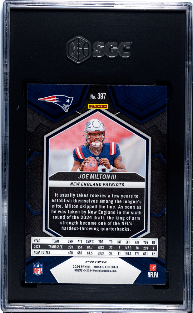 2024 Panini Mosaic Joe Milton III #397 Silver Prizm Rookie SGC 10 POP 2