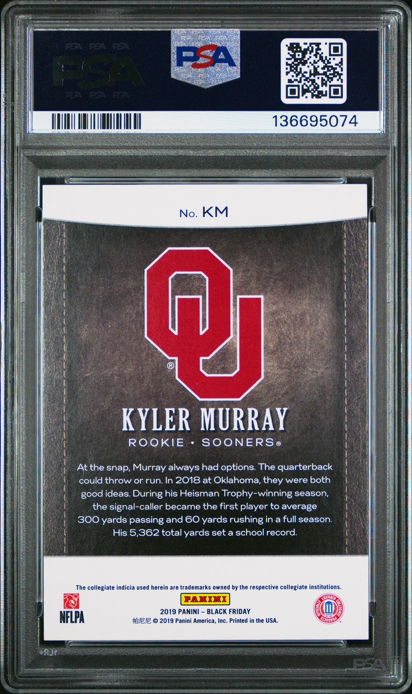 2019 Black Friday Rookies & Prospects Kyler Murray Pro Escher Squares PSA 10 pop