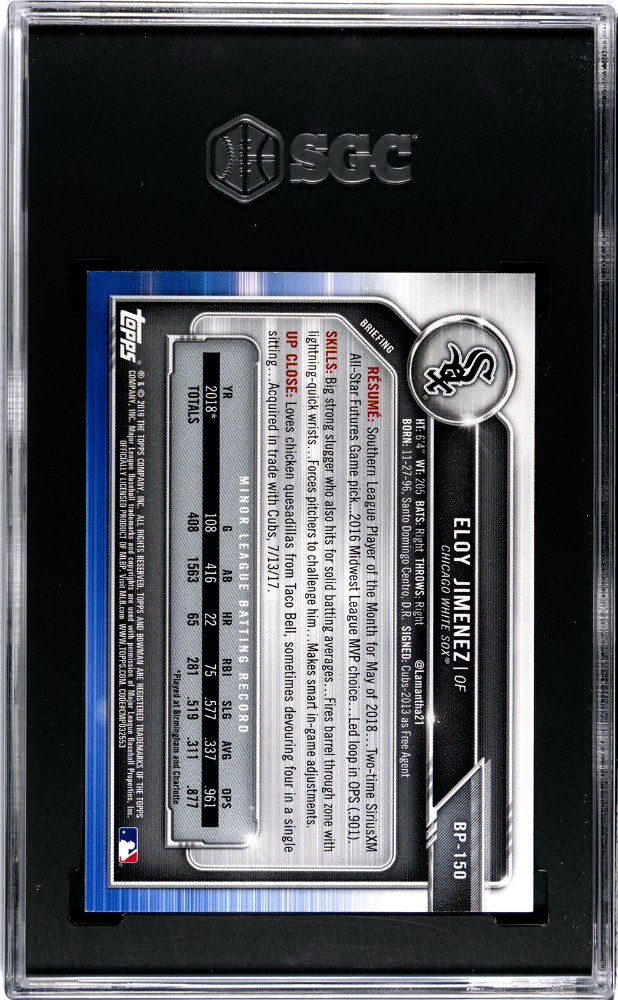 2019 Bowman Draft Eloy Jimenez #BP-150 Platinum #1/1 SGC 9.5