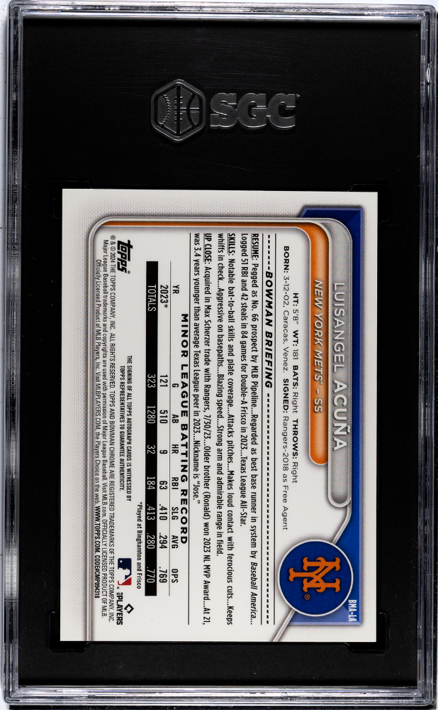 2024 Bowman Chrome Mega Box Luisangel Acuna #BMA-LA Autograph SGC 9.5