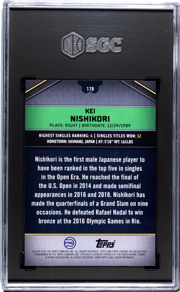 2024 Topps Graphite Kei Nishikori #178 Pink Refractor #13/15 POP 1 SGC 10