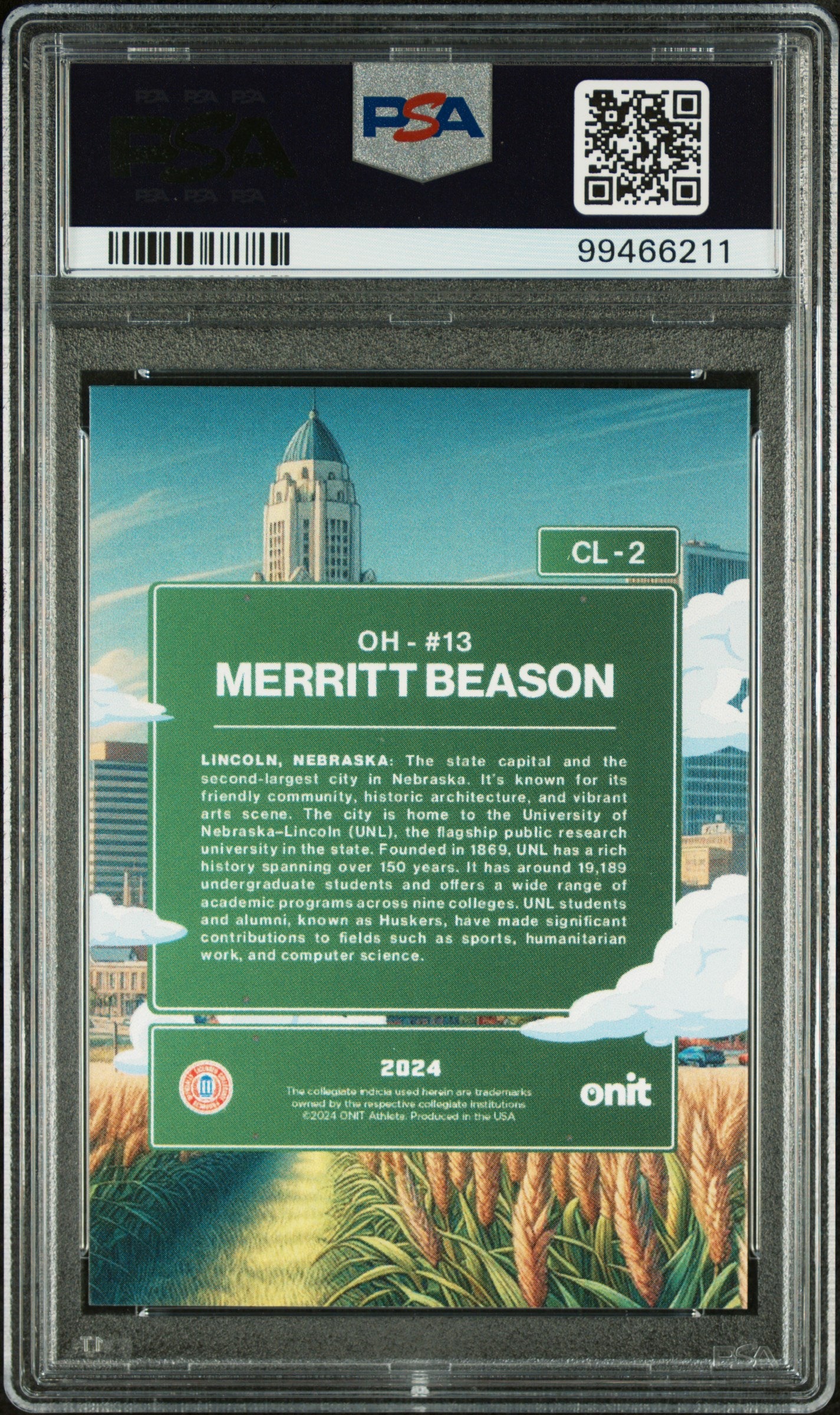 2024 Onit University Of Nebraska Volleyball City Limits Merritt Beason SP PSA 10