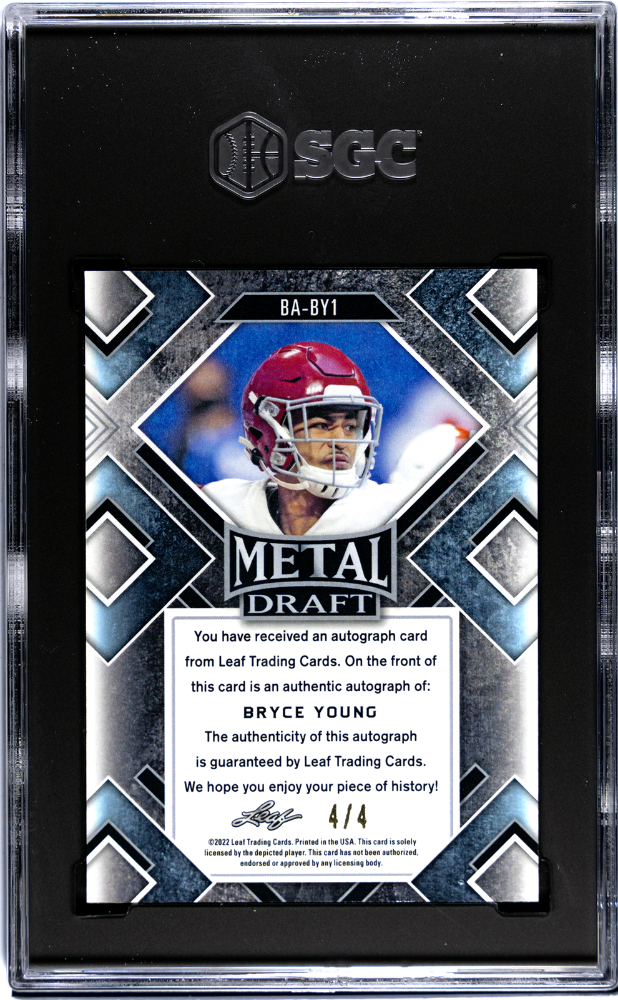 2022 Leaf Metal Draft Bryce Young #BA-BY1 AUTO #4/4 Red Wave SGC 10 POP 1