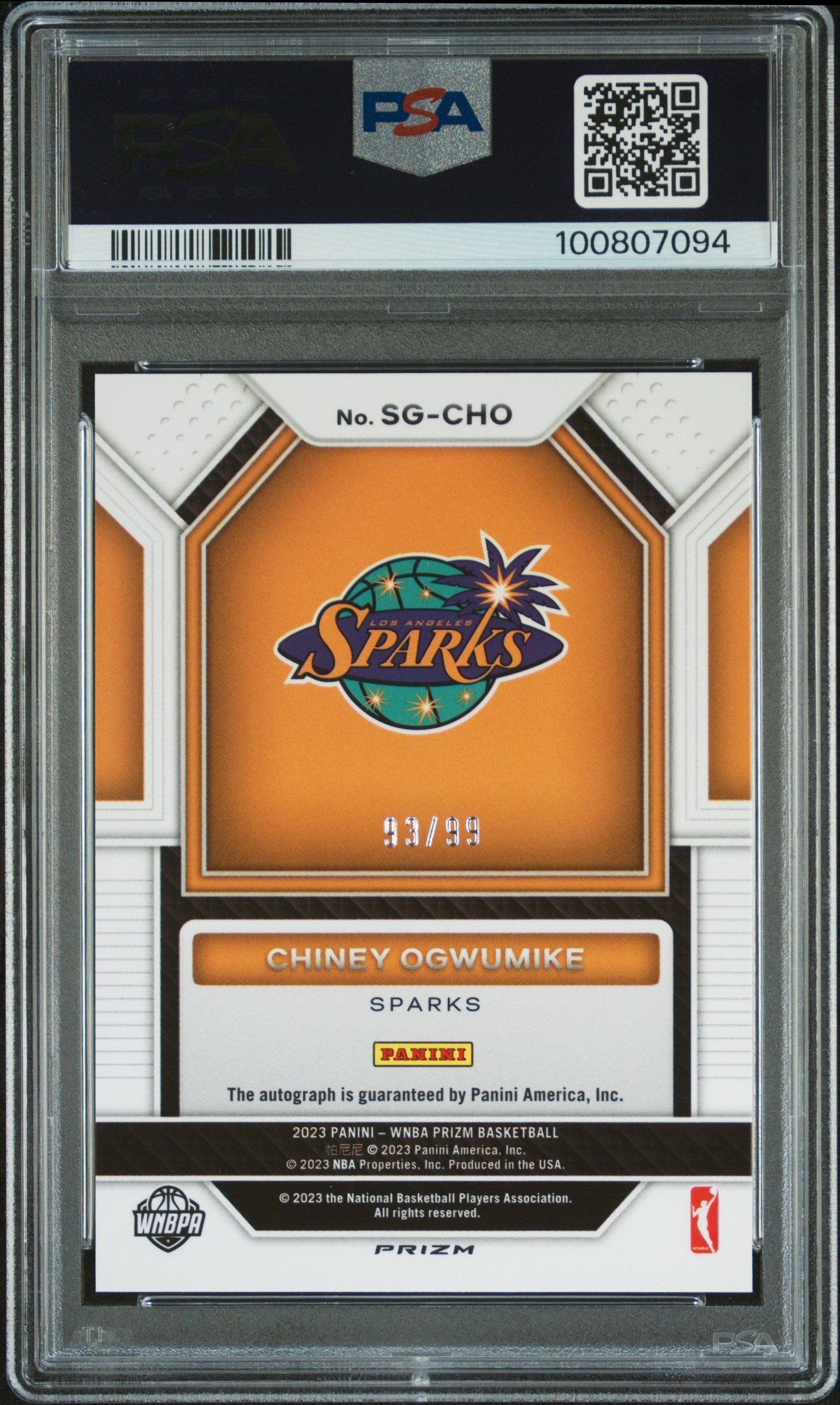 2023 Panini Prizm WNBA Signatures Chiney Ogwumike #SGCHO Red PSA 9 POP 1
