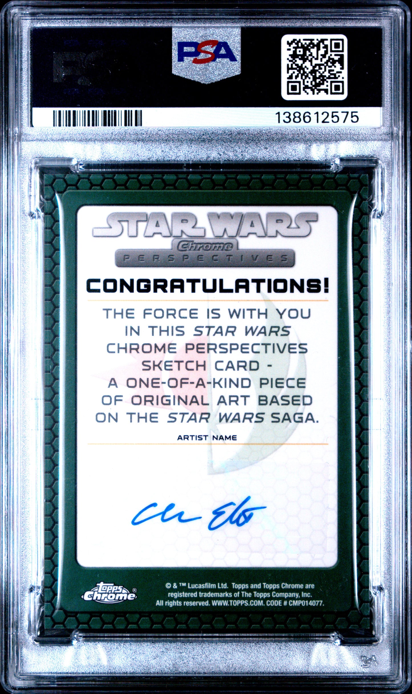 Chris Elliott 2015 Star Wars Chrome: Sketch Cards Anakin Skywalker PSA 9