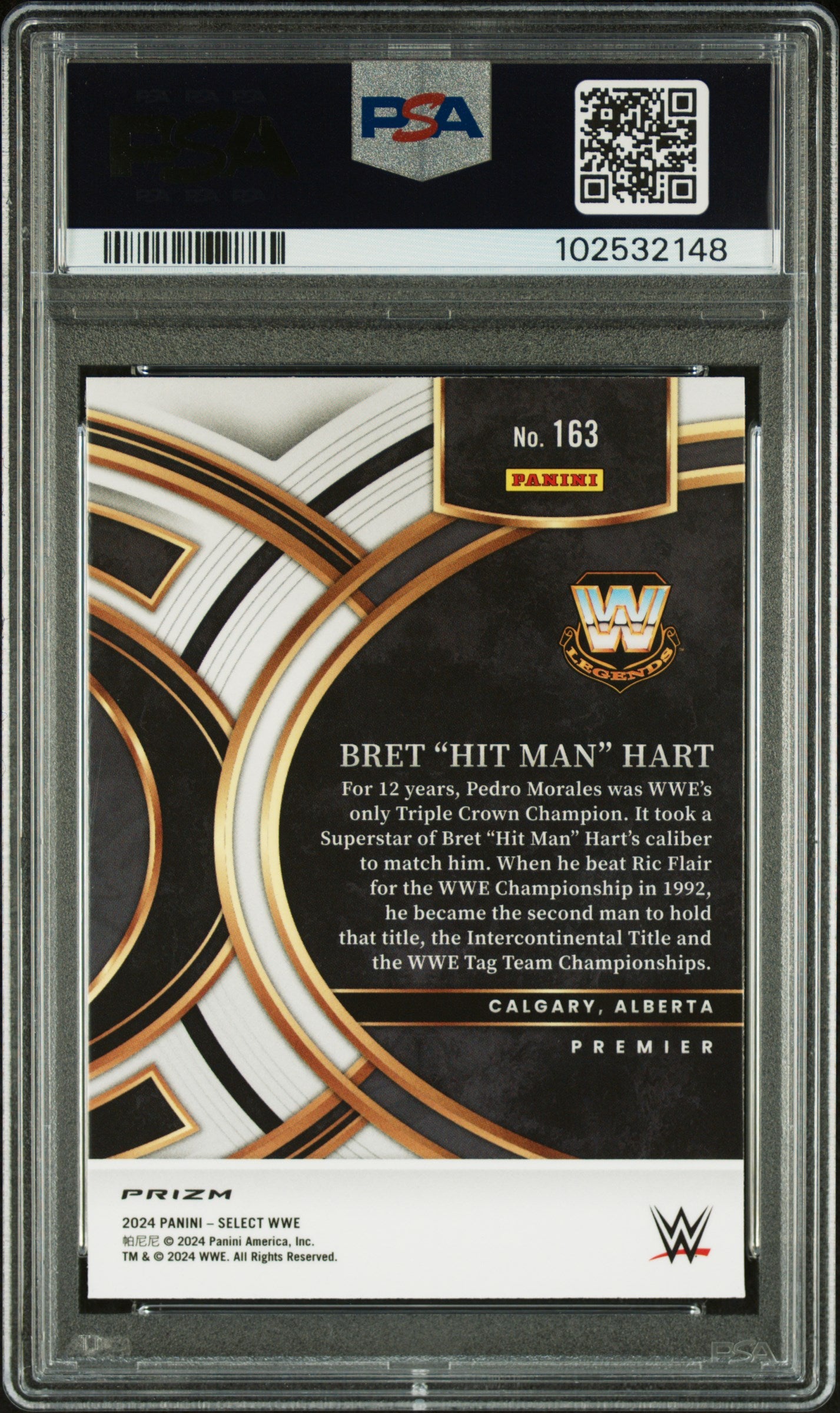 2024 Panini Select WWE Bret "hit Man" Hart #163 Green Flash PSA 10 POP 1