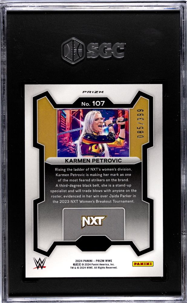 2024 Panini Prizm Wwe Karmen Petrovic #107 Red Pulsar SGC 9.5