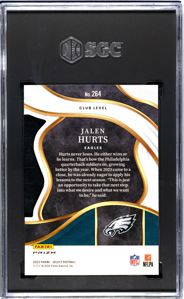 2023-24 Select Jalen Hurts #264 Black Gold Die Cut Prizm SGC 9.5 pop 1