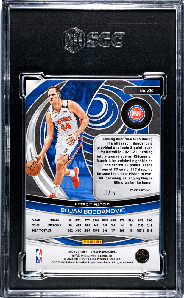 2022-23 Panini Spectra Bojan Bogdanovic #28 Marble Prizm #3/5 SGC 8