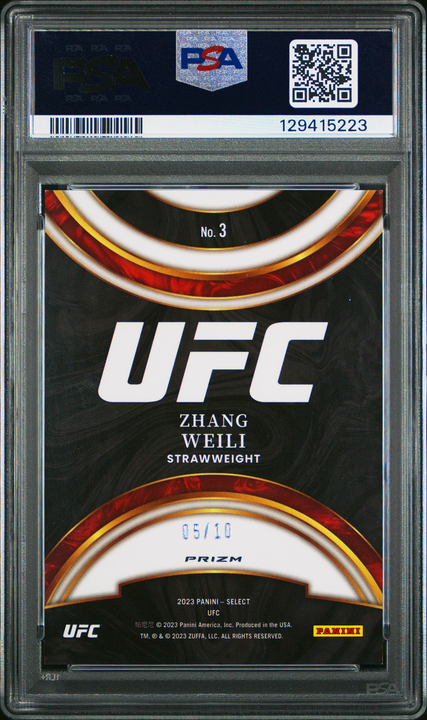 2023 Panini Select UFC Global Icons Zhang Weili #3 Gold Prizm #5/10 PSA 9 China