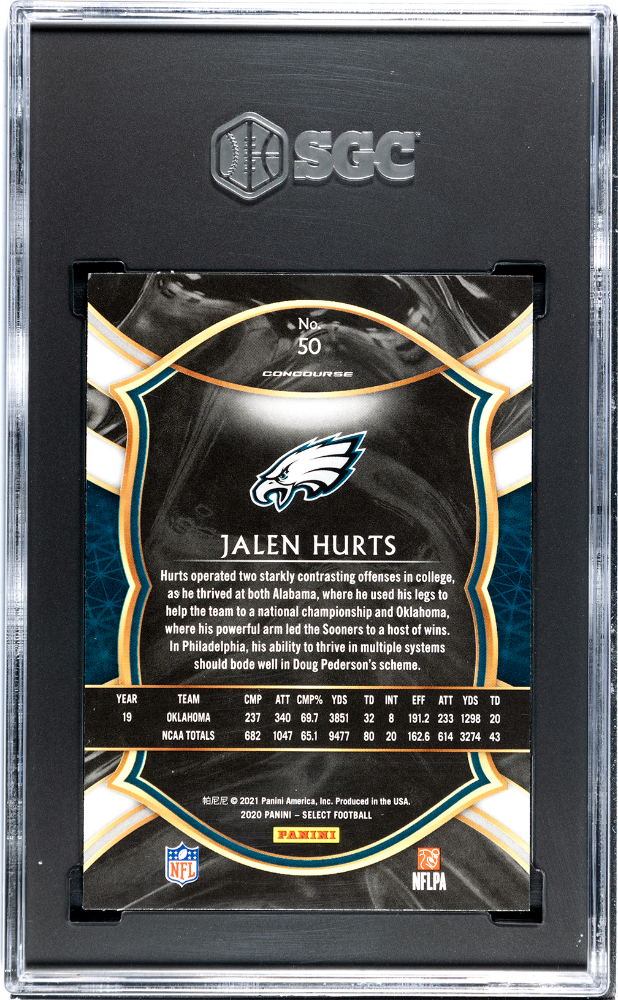 2020 Panini Select Jalen Hurts #50 SGC 9.5