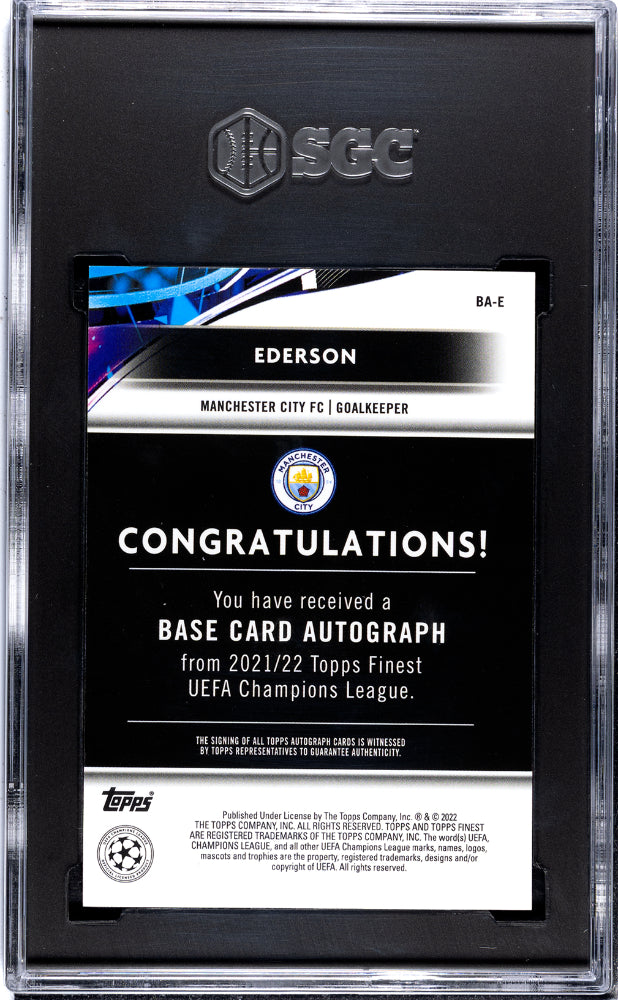 2021-22 Topps Finest Ucl Ederson #BA-E Auto SGC 10 pop 4