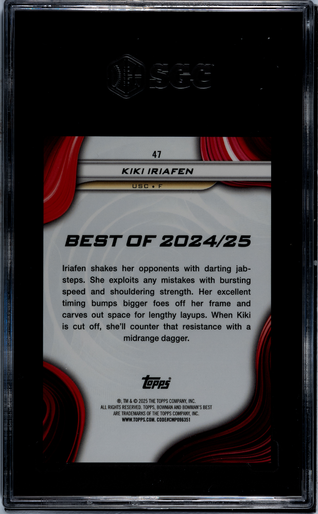 2024-25 Bowman U Chrome Kiki Iriafen #47 Orange Mini Diamond Refractor SGC 10