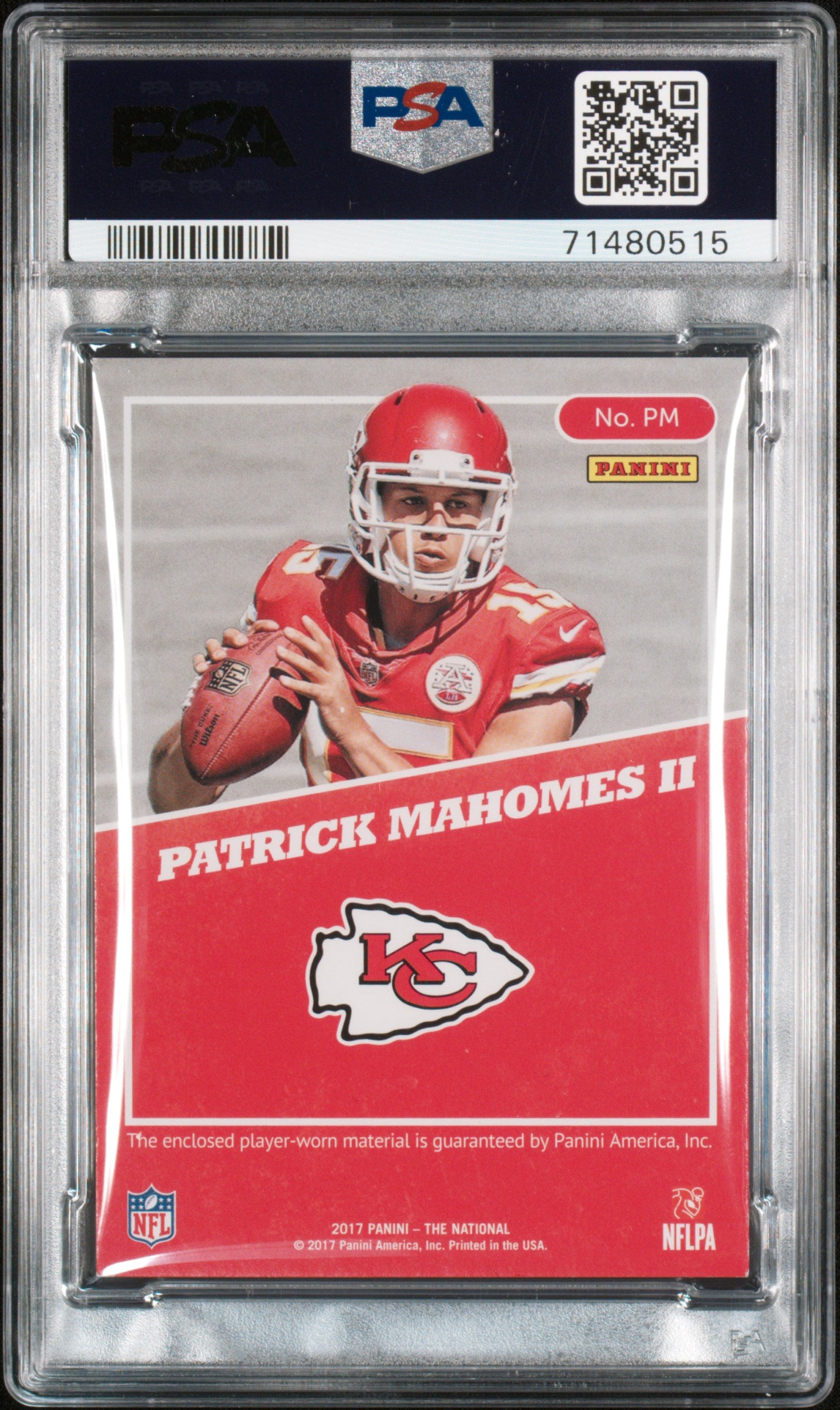 2017 Panini National Convention Patrick Mahomes II PATCH #25/25 PSA 8 POP 1