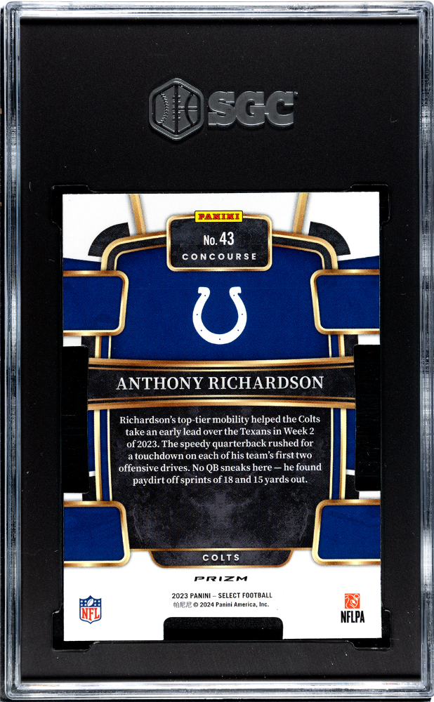 2023 Panini Select Anthony Richardson #43 Black Green Die Cut Prizm SGC 10