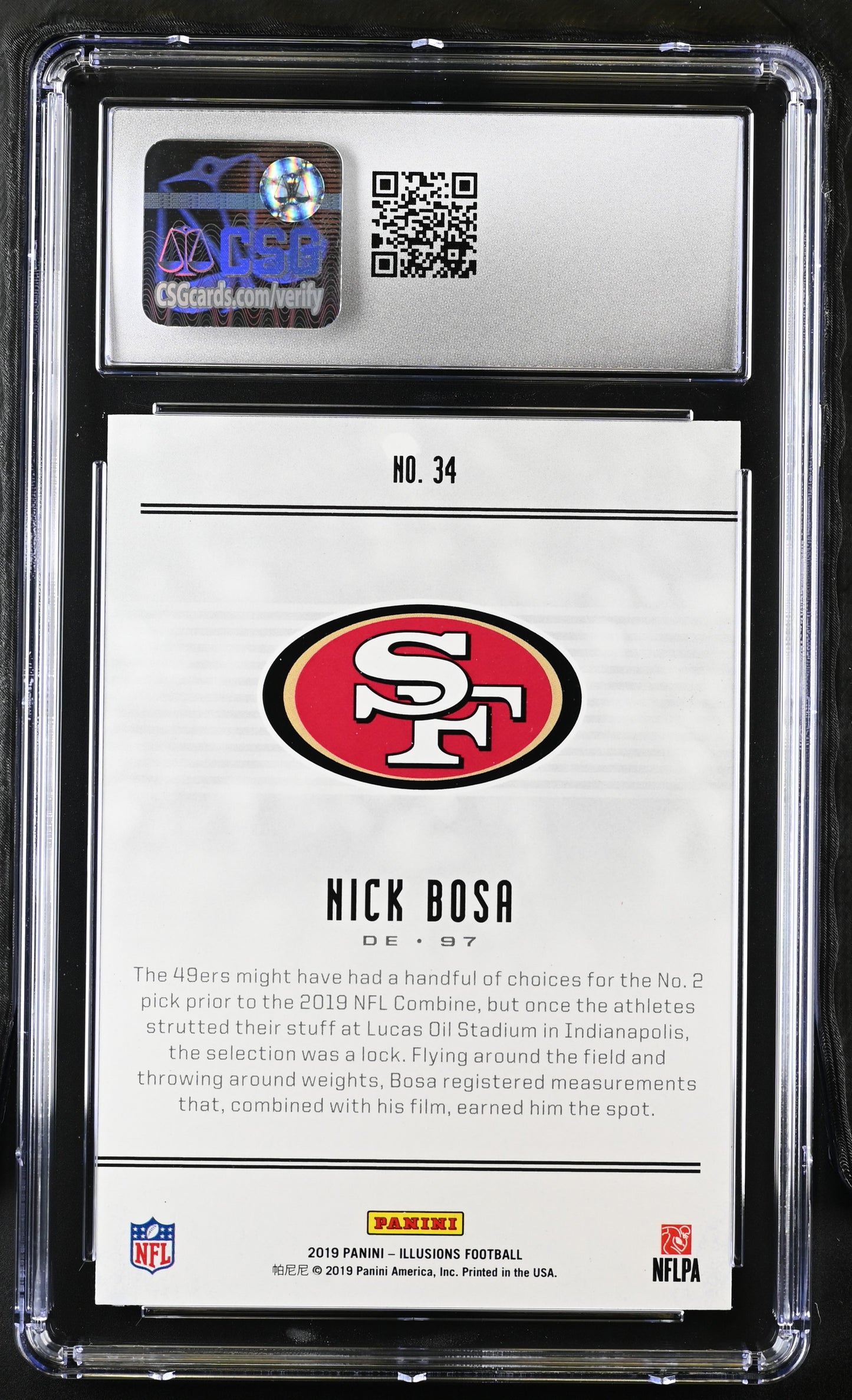 2019 Panini Illusions Nick Bosa #34 Pink CGC 9.5 POP 1