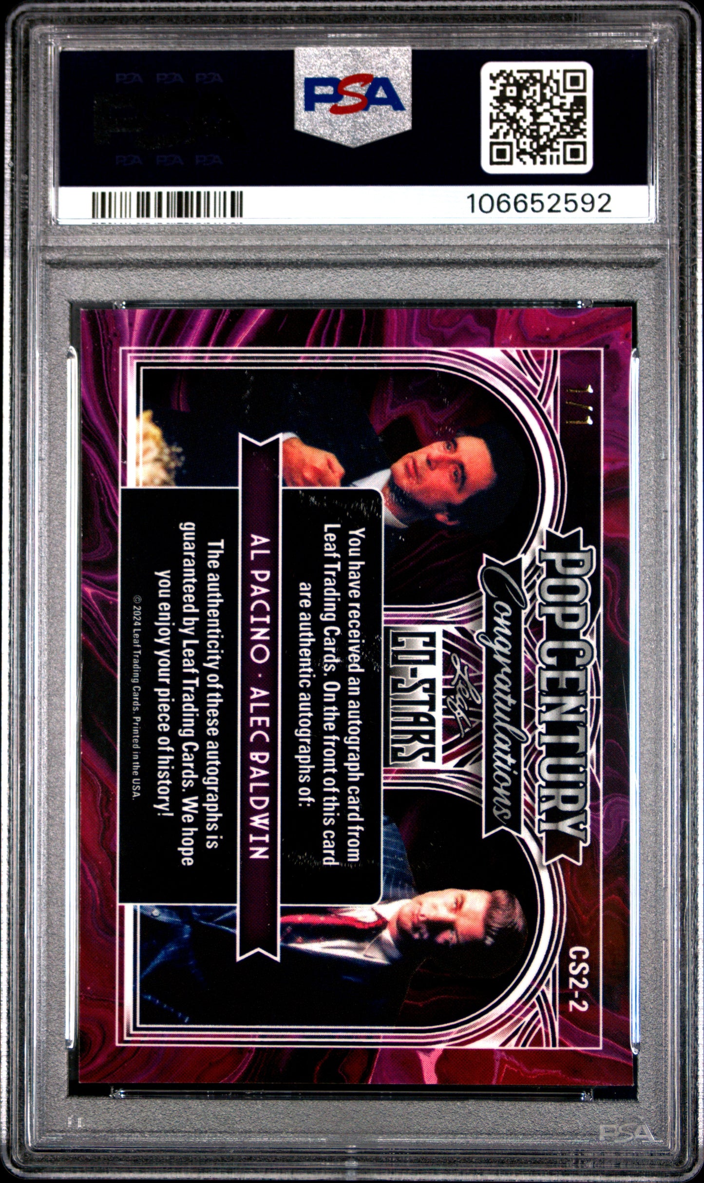 Alec Baldwin Al Pacino 2024 Leaf Metal Pop Century AUTO #1/1 Green PSA 10