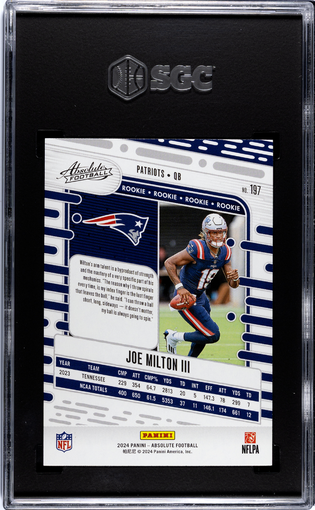 2024 Panini Absolute Joe Milton III #197 Retail SGC 9.5