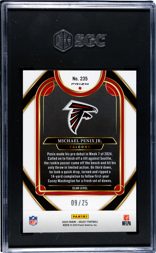 2024 Select Michael Penix JR. #235 Tie Dye Prizm #9/25 (JERSEY MATCH) SGC 9.5