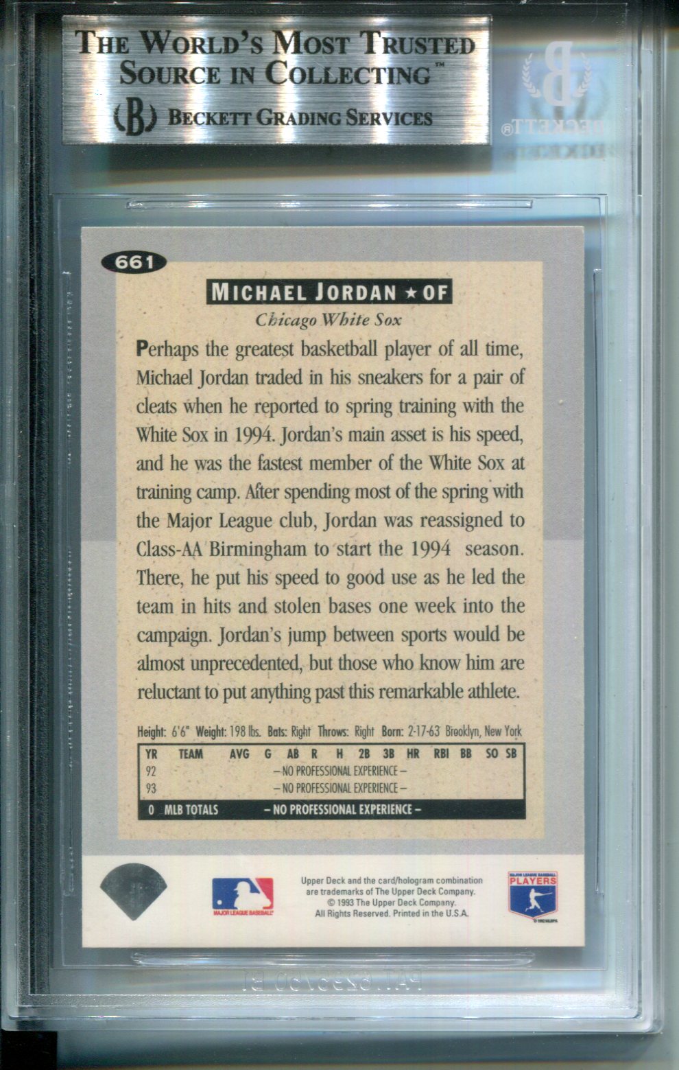 1994 Collector's Choice Rookie Class Gold Signature Michael Jordan #661 BGS 8.5