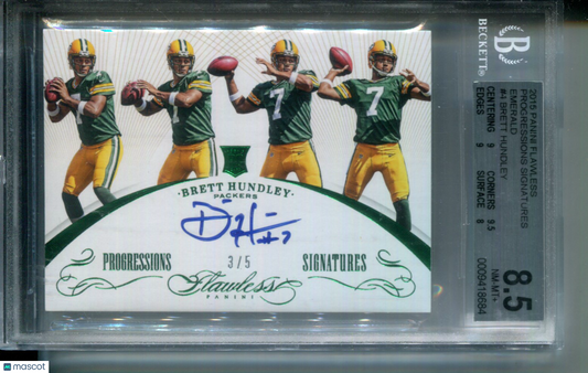 2015 Flawless Progressions Signatures AUTO Emerald #3/5 Brett Hundley #4 BGS 8.5
