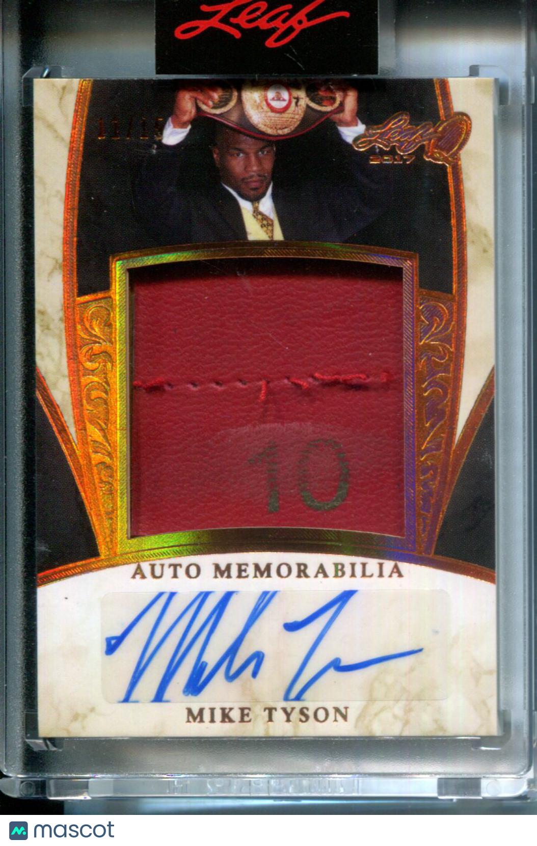 2017 Leaf Q Mike Tyson #11/15 AUTO Boxing Glove Game Used Patch