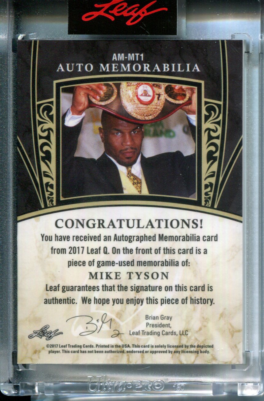 2017 Leaf Q Mike Tyson #11/15 AUTO Boxing Glove Game Used Patch