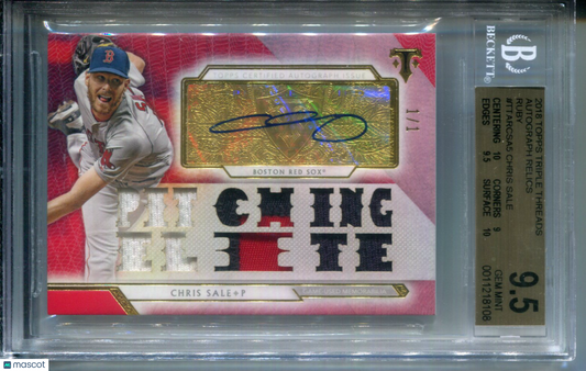 2018 Topps Triple Threads AUTO PATCH JERSEY Ruby Chris Sale #1/1 BGS 9.5