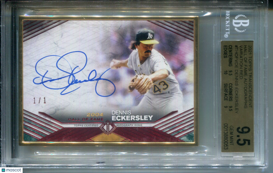 2021 Topps Transcendent Hall of Fame AUTO Red Dennis Eckersley #1/1 BGS 9.5