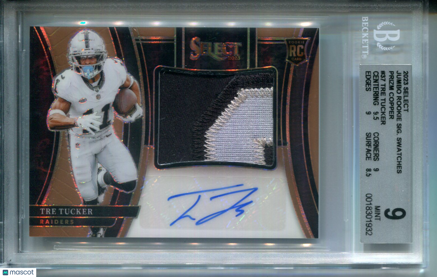 2023 Select Jumbo Rookie Patch AUTO #1/49 Prizm Copper Tre Tucker #37 BGS 9