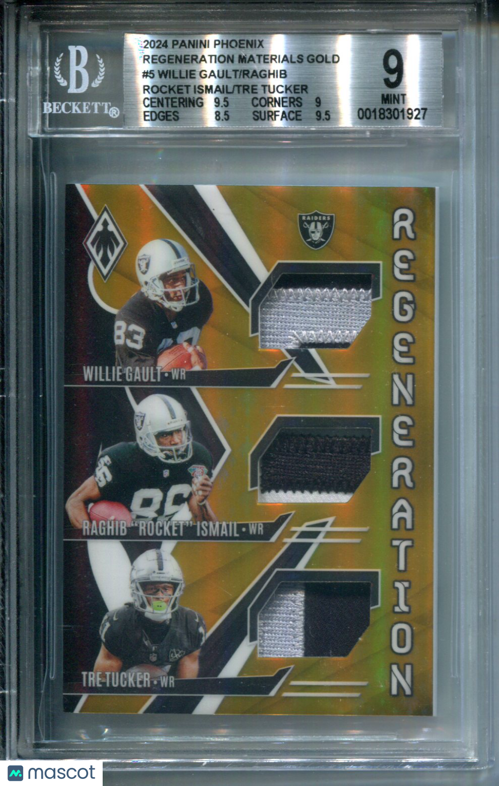 2024 Phoenix PATCH Gold /10 Tre Tucker Willie Gault Raghib "Rocket" Ismail BGS 9
