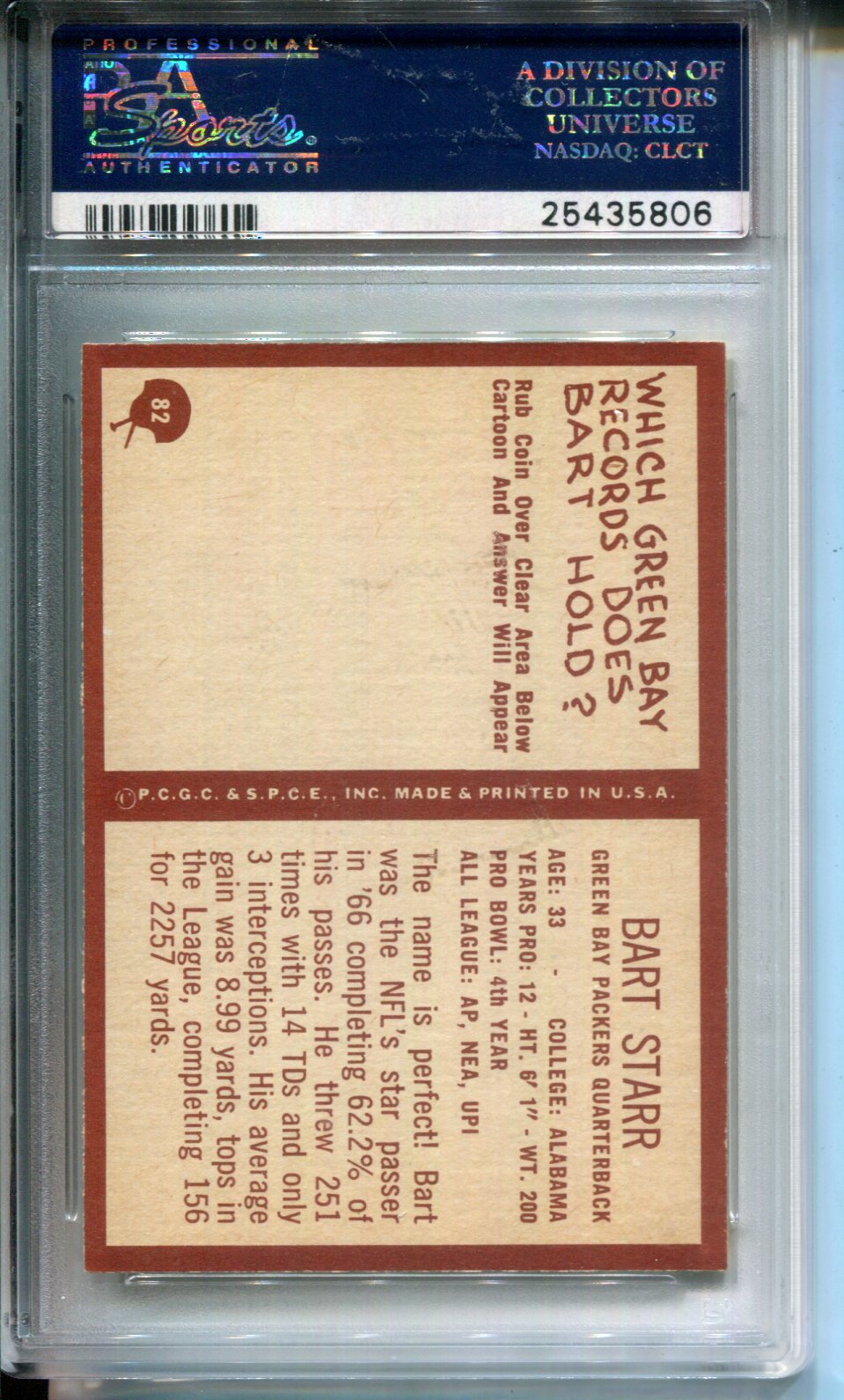 1967 Philadelphia Bart Starr #82 PSA 7.5