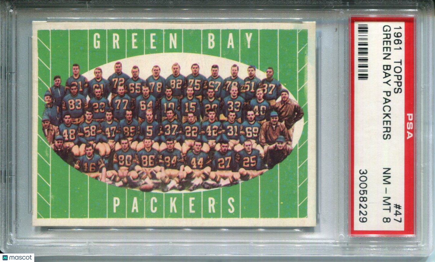 1961 Topps Green Bay Packers Team #47 PSA 8