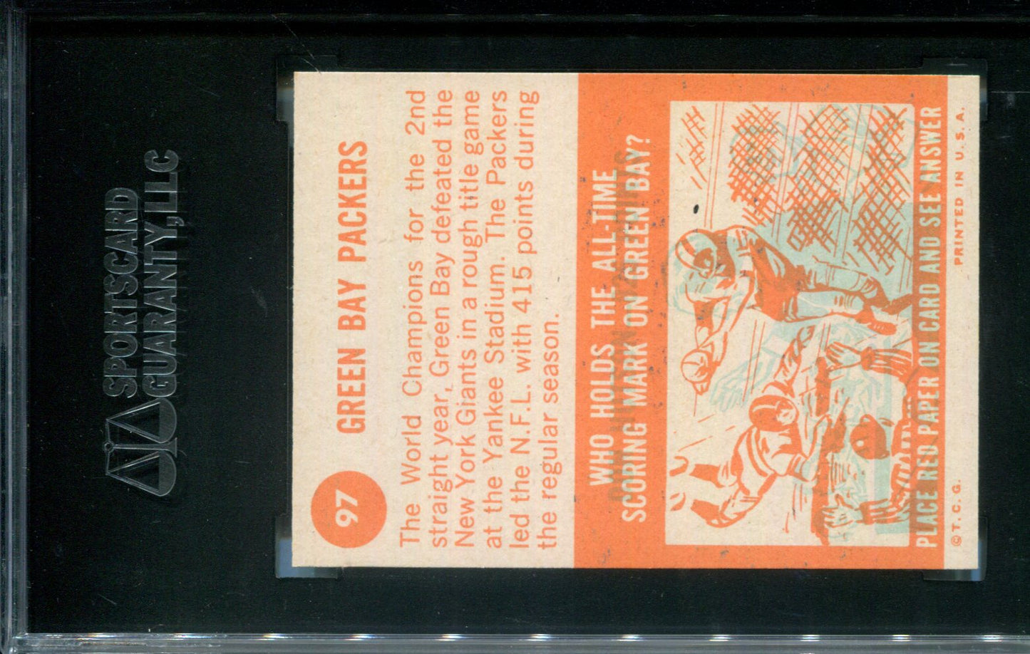 1963 Topps Green Bay Packers Team #97 SGC 7