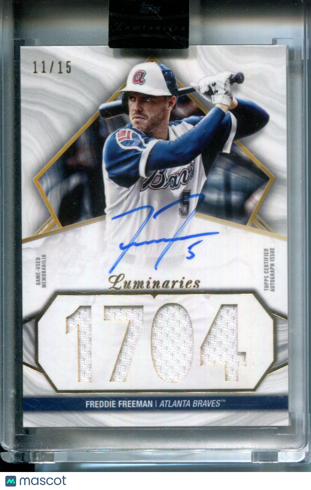 2022 Topps Luminaries Hit Kings Freddie Freeman #11/15 Game Used Jersey AUTO