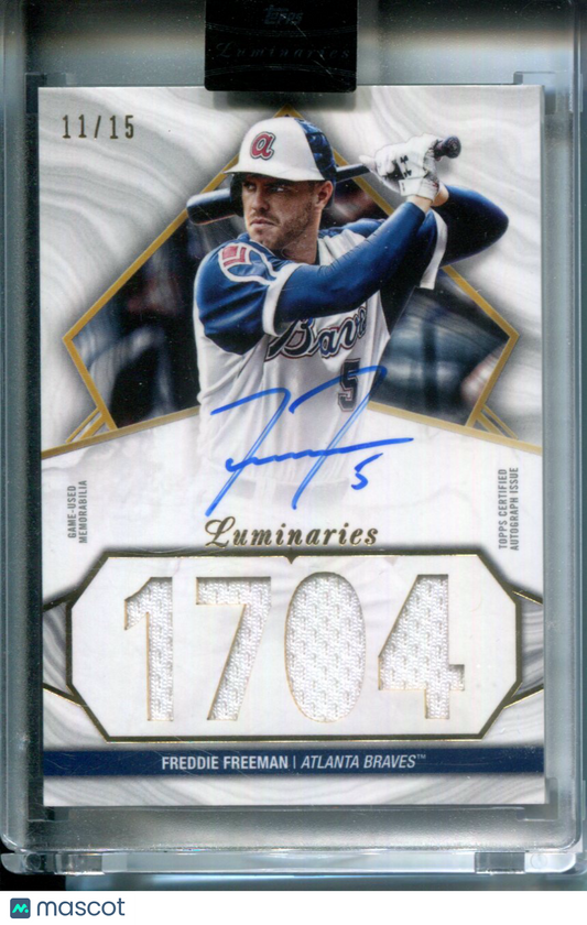 2022 Topps Luminaries Hit Kings Freddie Freeman #11/15 Game Used Jersey AUTO