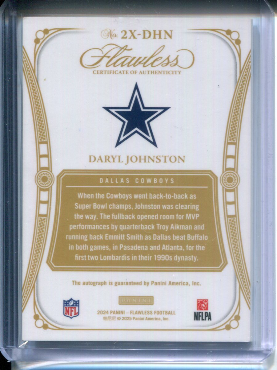 2025 Panini Flawless Daryl Johnston Champion Signature AUTO #1/1 Platinum Cowboy
