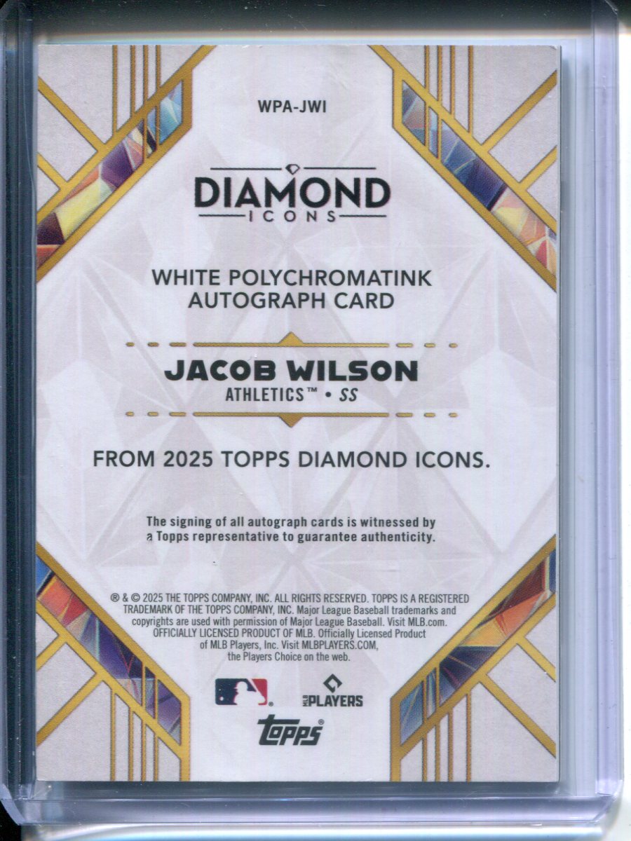2025 Topps Diamond Icons Jacob Wilson White Polychromatink AUTO #6/10 Rookie