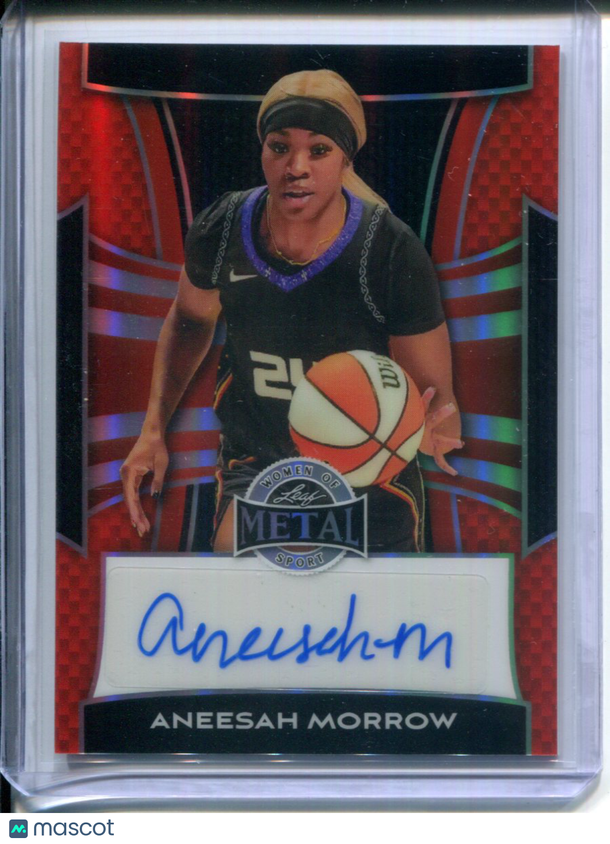 2025 Leaf Metal Women of Sport Aneesah Morrow #1/7 RED PRIZM AUTO WNBA LSU Sun