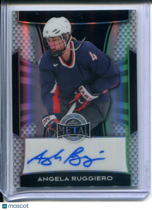 2025 Leaf Metal Women of Sport Angela Ruggiero #5/10 Silver AUTO USA Hockey