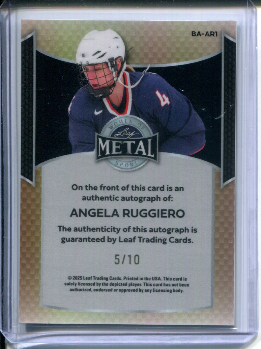 2025 Leaf Metal Women of Sport Angela Ruggiero #5/10 Silver AUTO USA Hockey