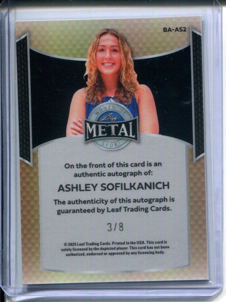 2025 Leaf Metal Women of Sport Ashley Sofilkanich #3/8 AUTO Michigan Basketball
