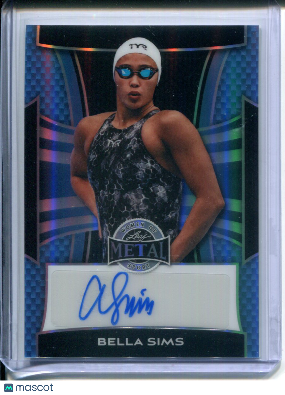 2025 Leaf Metal Women of Sport Bella Sims #2/8 Blue Prizm USA Swimming AUTO