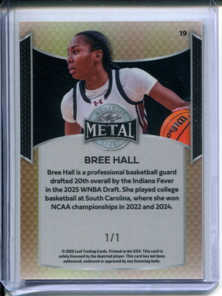 2025 Leaf Metal Women of Sport Bree Hall #19 Red Prizm #1/1 WNBA Indiana Fever