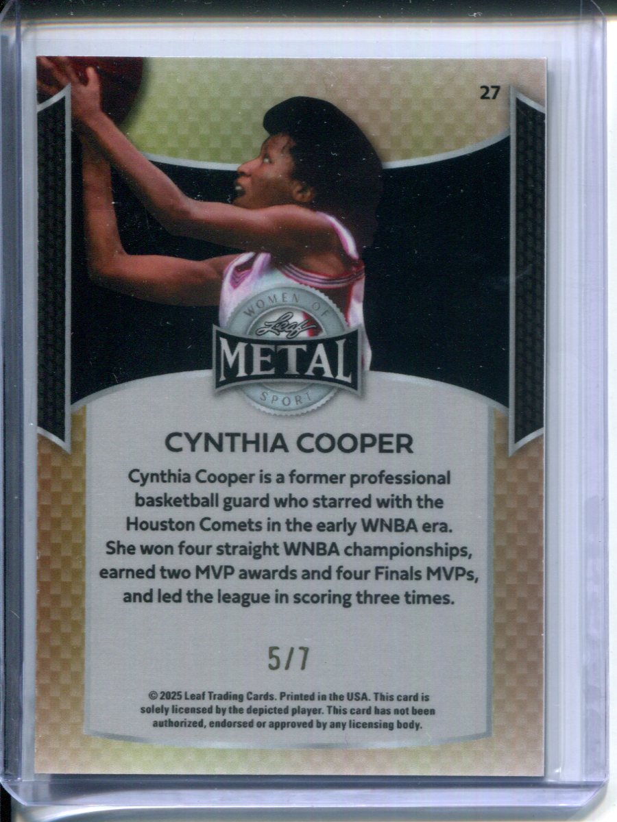 2025 Leaf Metal Women of Sport Cynthia Cooper #27 Red #5/7 WNBA Houston Comets